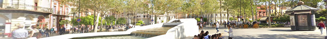 Personas paseando junto a un Kiosco con publicidad